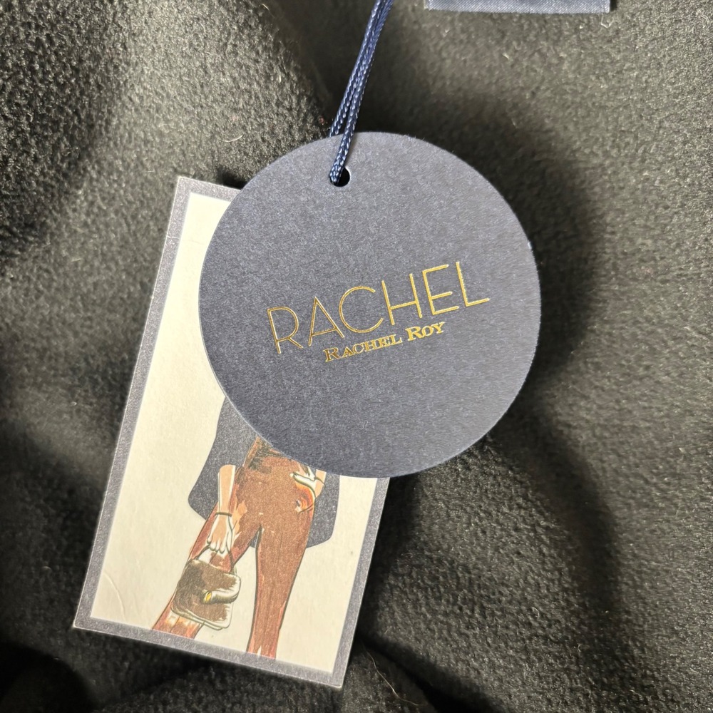 Rachel Roy Cape Poncho OS Luxe Boho Wrap Shawl Neutral Cozy Black Hygge NWT - Picture 8 of 10